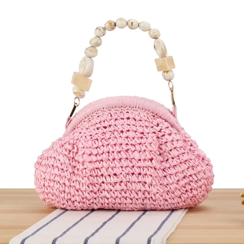 Stylische Handtasche mit buntem Perlenhenkel Skanto