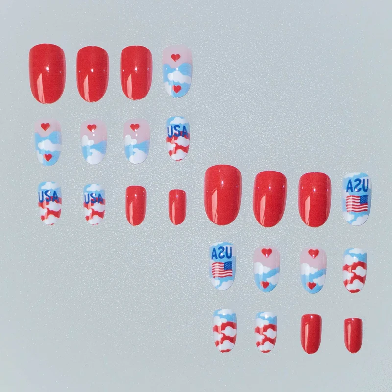 Patriotisches Wolken-Themen-Nagelkunst-Set