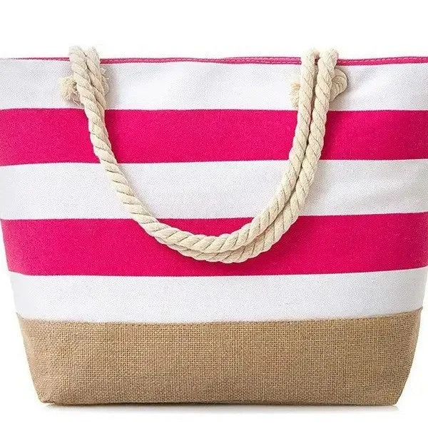 Strandtasche mit maritimen Streifen und robusten Seilgriffen Skanto