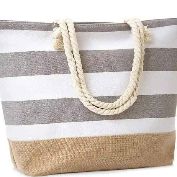 Strandtasche mit maritimen Streifen und robusten Seilgriffen Skanto
