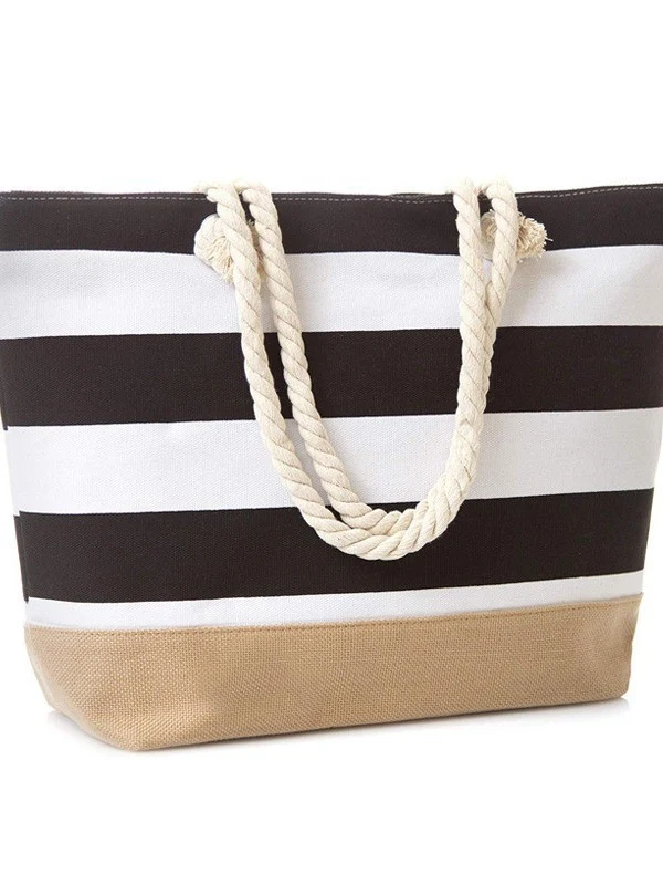 Strandtasche mit maritimen Streifen und robusten Seilgriffen Skanto
