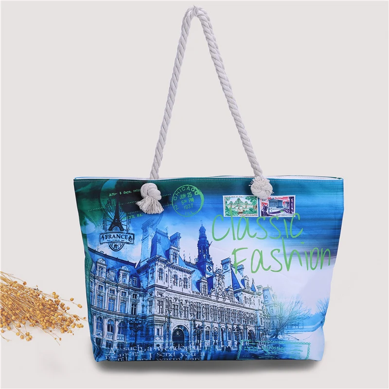 Strandtasche im urbanen Postkarten-Design Skanto
