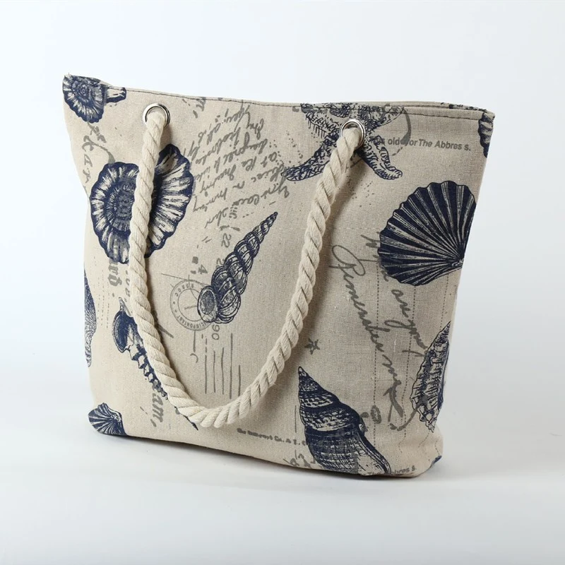 Strandtasche im maritimen Design mit robusten Seilgriffen Skanto