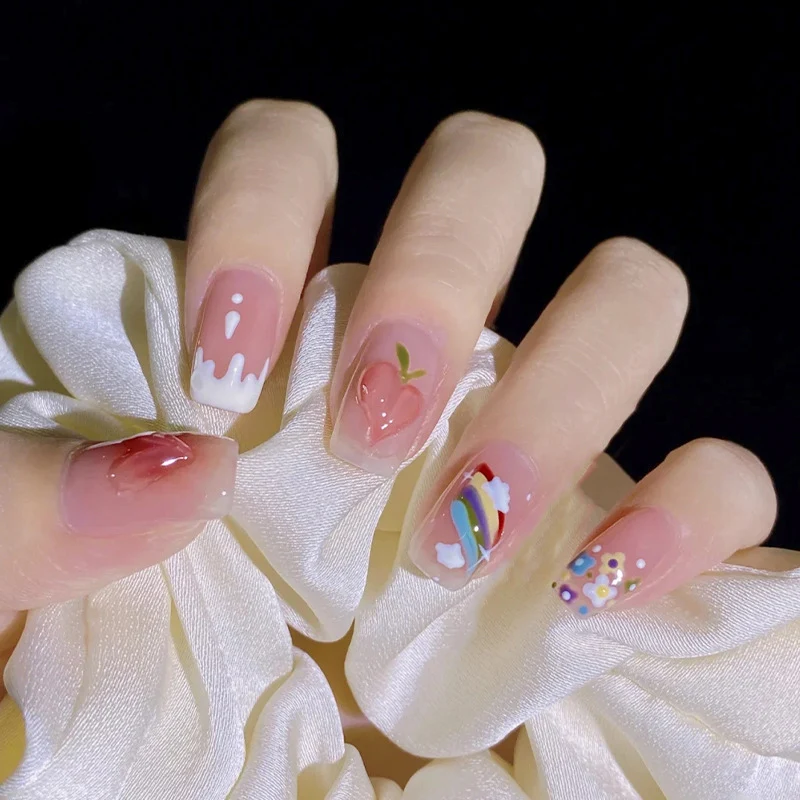 Süßes Obst-Themen Press-On Nagelkunst Set