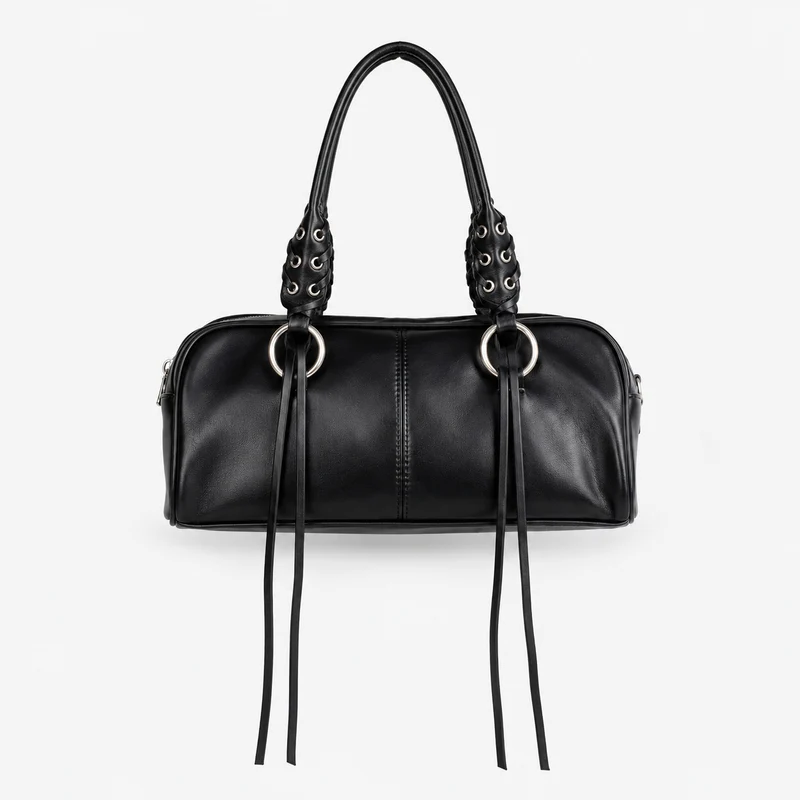 Luxuriöse Lederhandtasche mit geflochtenen Trägern