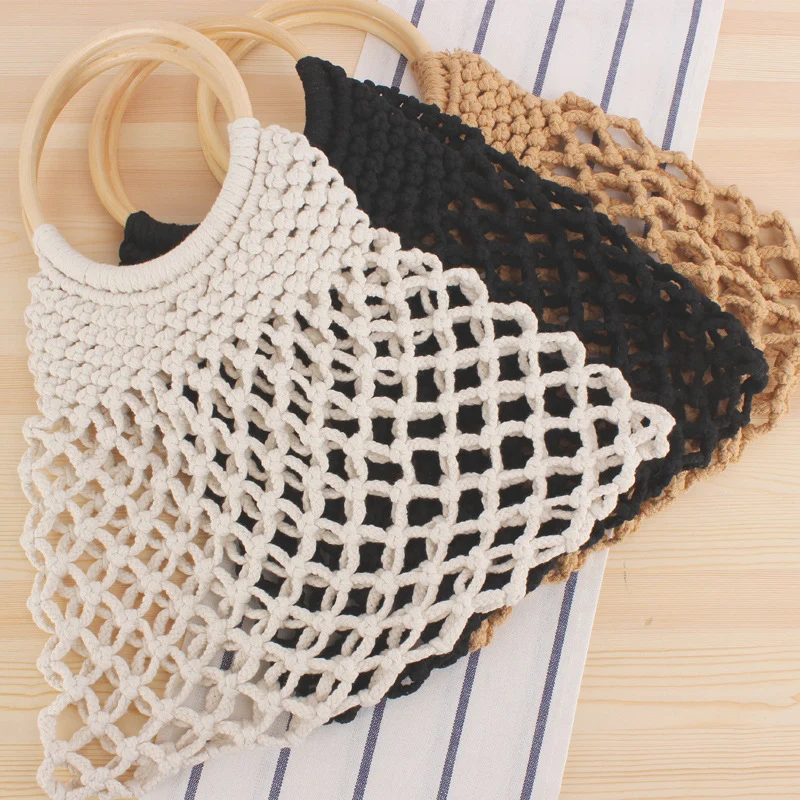 Moderne Makramee-Handtasche mit Innentasche Skanto