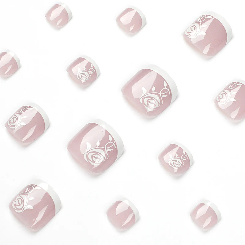 Elegante Florale Druck-Zehennägel