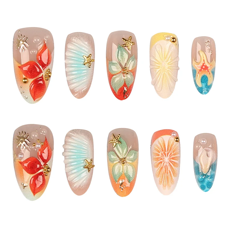 Künstlerische Sommer-Themen-Nagelspitzen