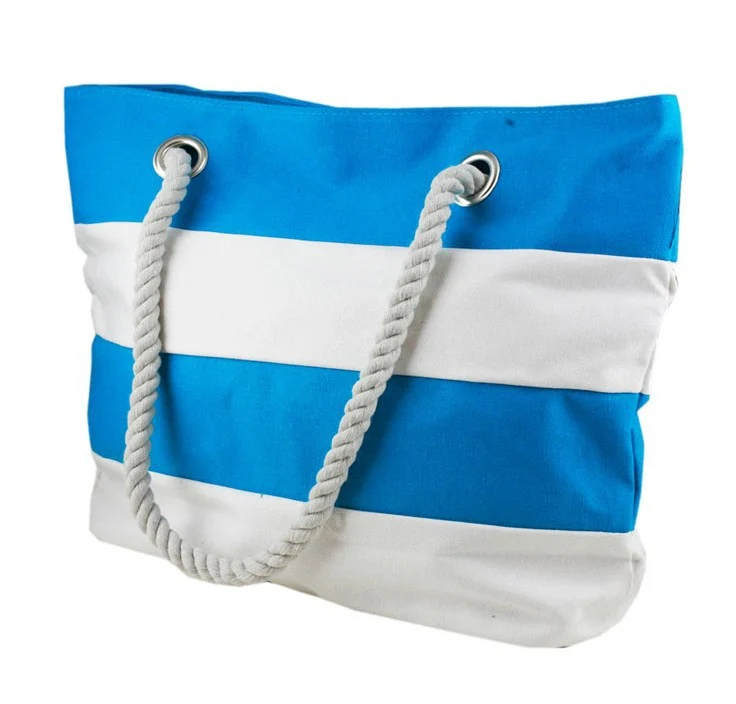 Stilvolle Strandtasche aus strapazierfähigem Canvas mit einzigartigem Seilgriff Skanto