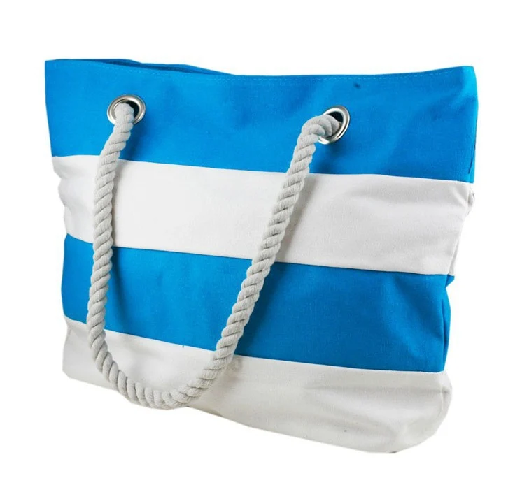 Stilvolle Strandtasche aus strapazierfähigem Canvas mit einzigartigem Seilgriff Skanto
