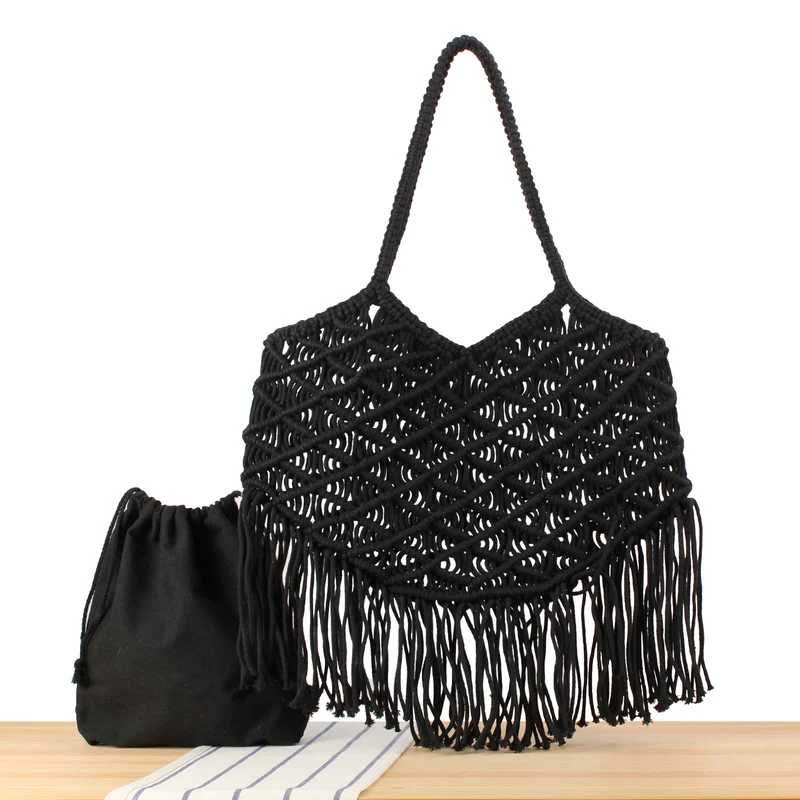 Makramee-Tote Bag mit Fransenrändern Skanto