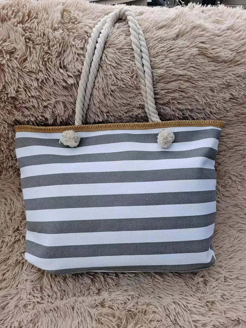 Große Strandtasche mit nautischen Streifen Skanto