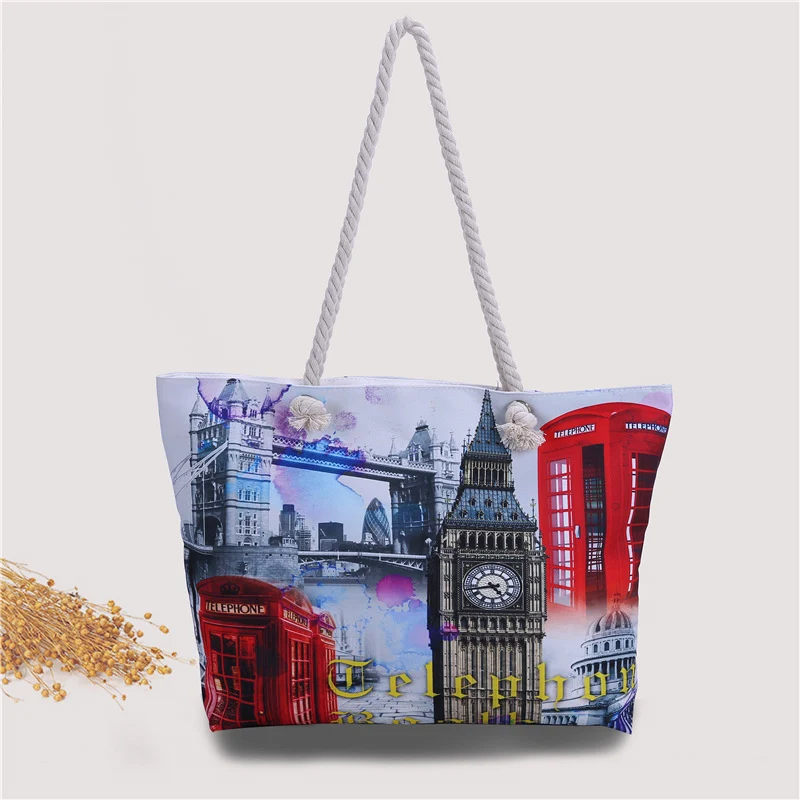 Große Strandtasche mit London-Motiv Skanto