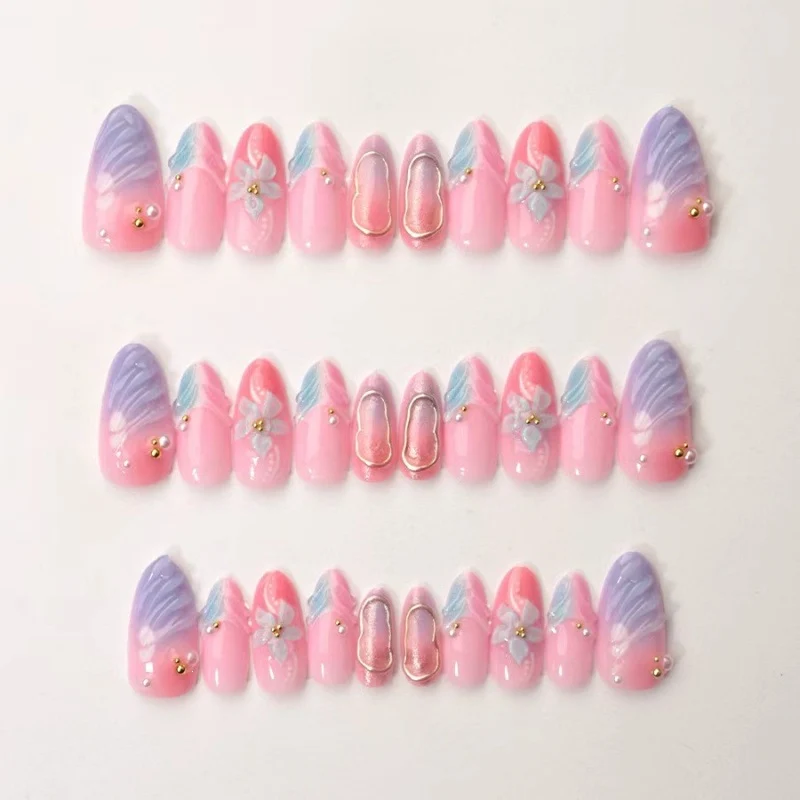 Floral Acryl Verlängerte Nagelkunst Brehn