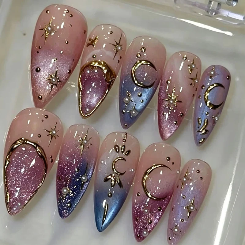 Elegantes Press-On-Nail-Set mit künstlerischen Details Brehn
