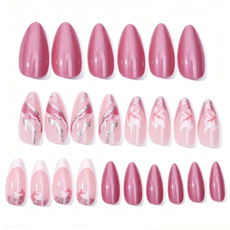 Elegantes florales Stiletto-Nagelkunst-Set Brehn
