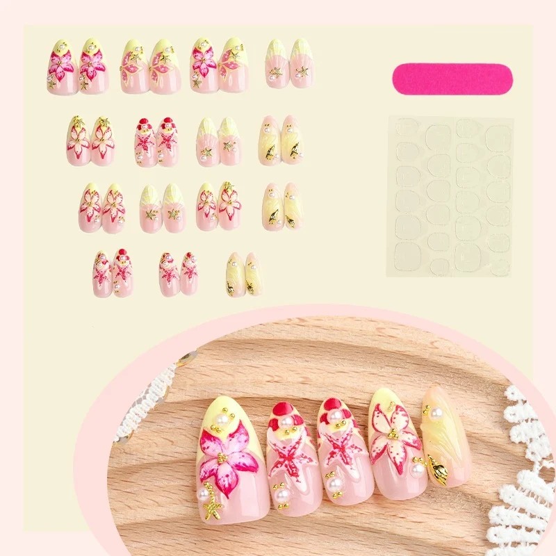 Elegante Blumen Press-On Nagelkunst Brehn