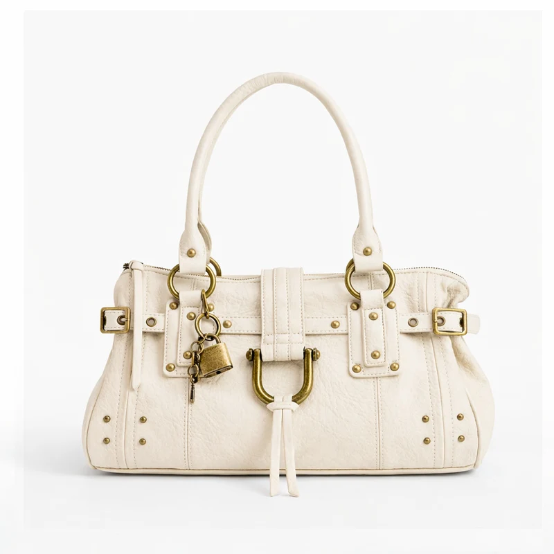 Elegante strukturierte Lederhandtasche