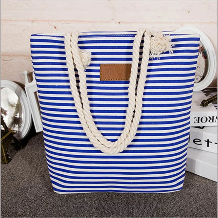 Gestreifte Strandtasche mit robusten Seilgriffen Skanto