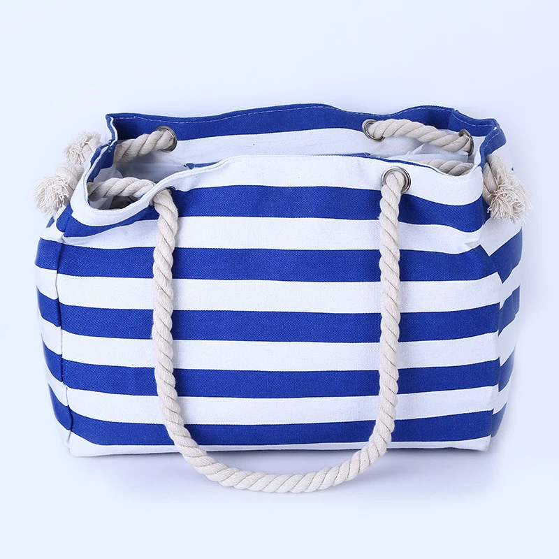 Geräumige und stilvolle Strandtasche mit maritimem Streifenmuster Skanto