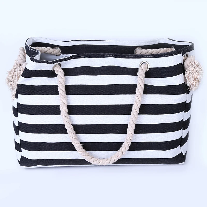 Geräumige und stilvolle Strandtasche mit maritimem Streifenmuster Skanto