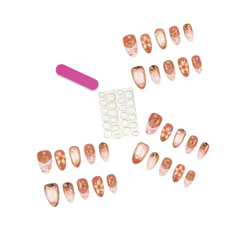 Künstlerisches Blumen Press-On Nagelspitzen Set