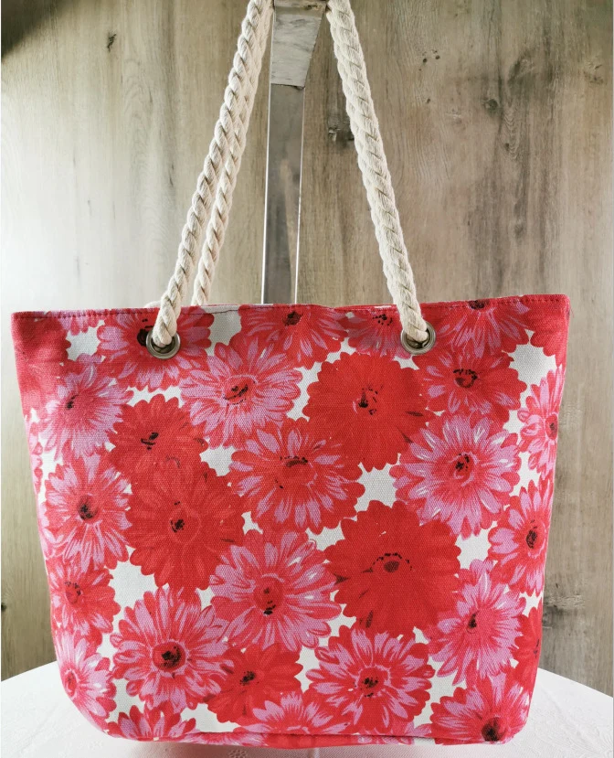 Bunte Strandtasche mit robusten Seilen Skanto