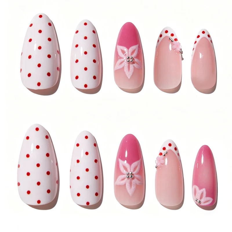 Dekorative Florale Stiletto Nagelkunst Kollektion Brehn