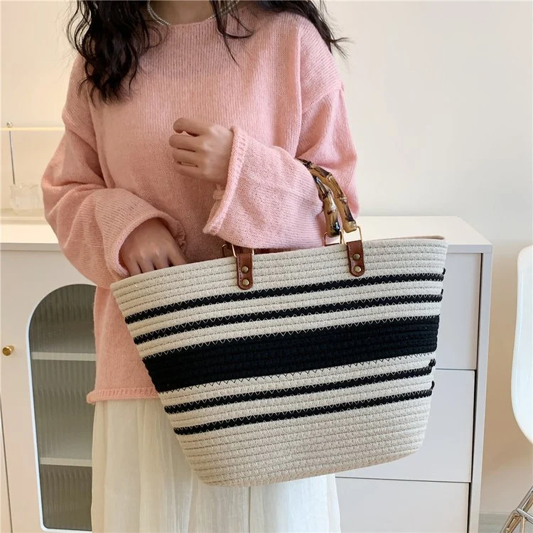 Praktische Strandtasche mit Bambusgriff Skanto
