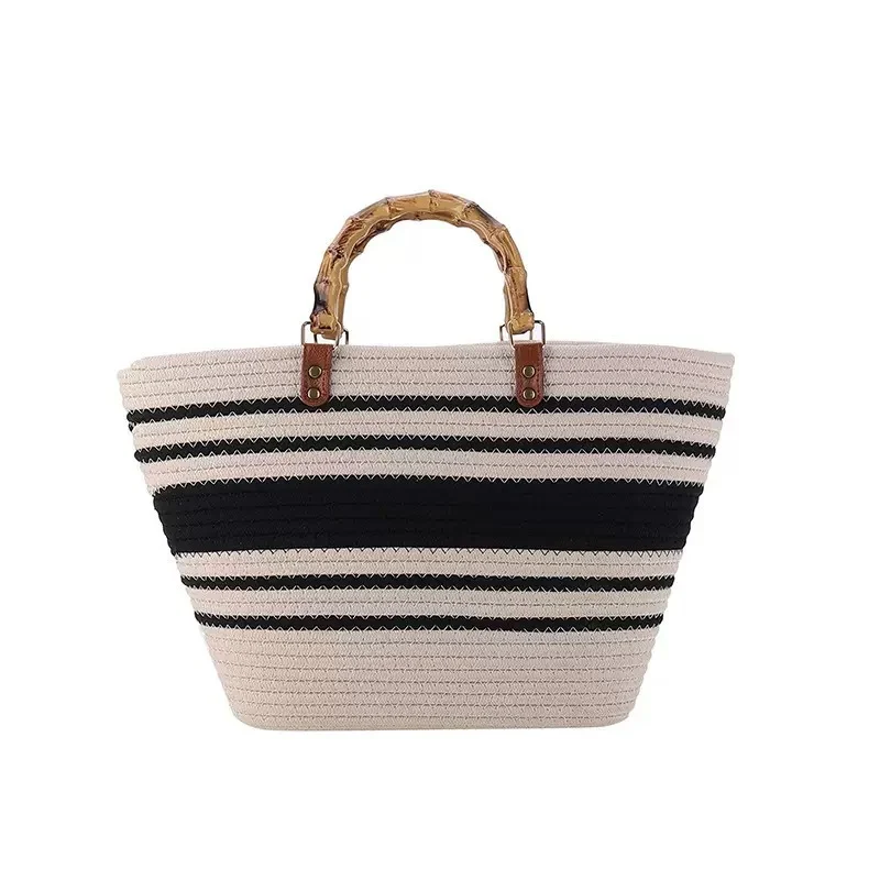 Praktische Strandtasche mit Bambusgriff Skanto