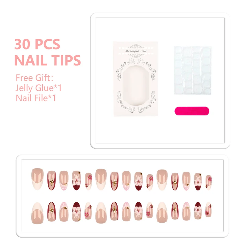 Künstlerisches florales Design Press-On-Nagelset