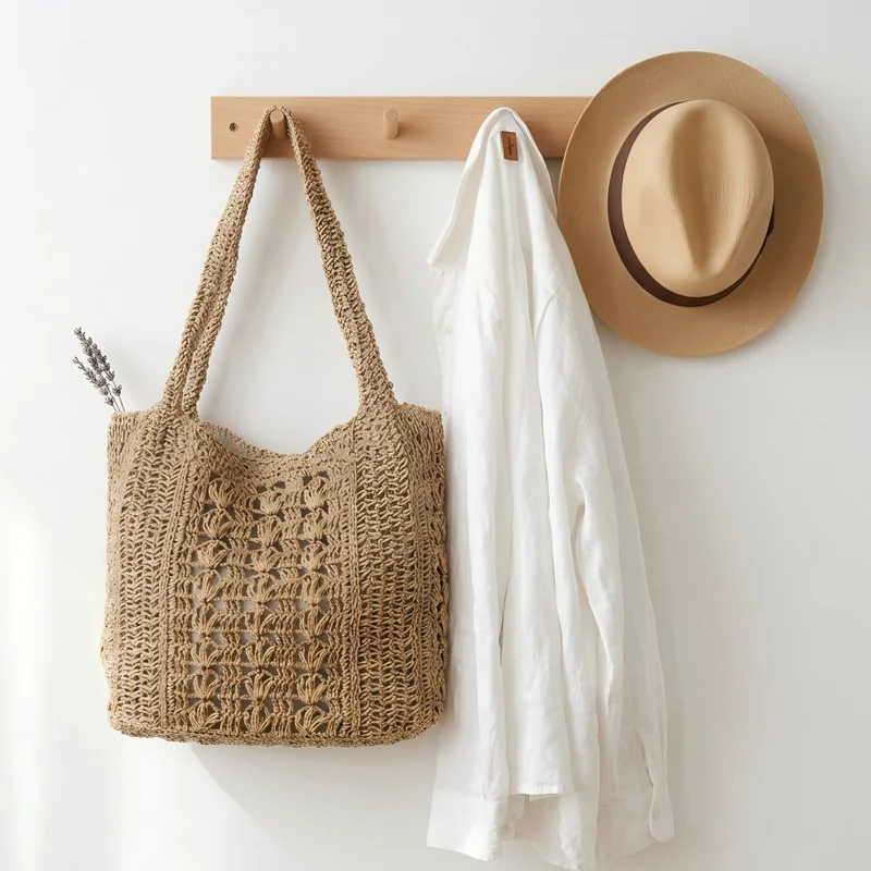 Handtasche im Boho-Stil aus geflochtenem Naturmaterial Skanto