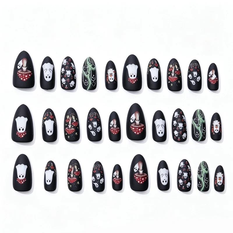 Kreative Halloween-Themen Press-On Nagelkunst Brehn