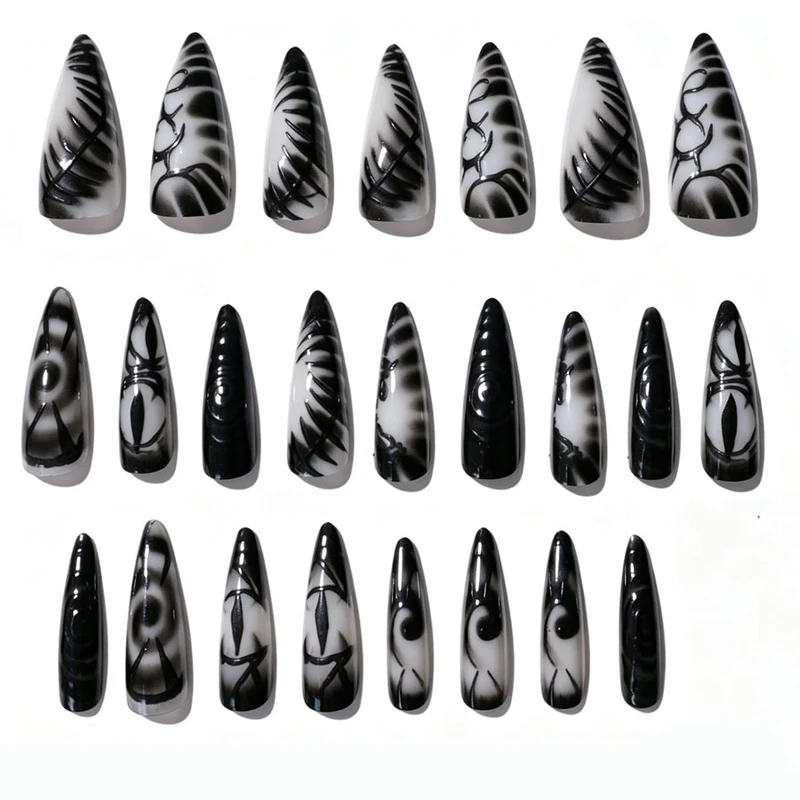 Künstlerisches Stiletto Press-On Nagelset Brehn