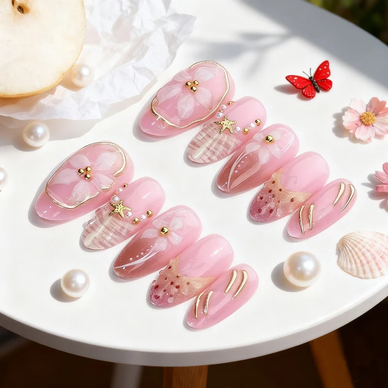 Künstlerisches Press-On-Nageldesign Brehn