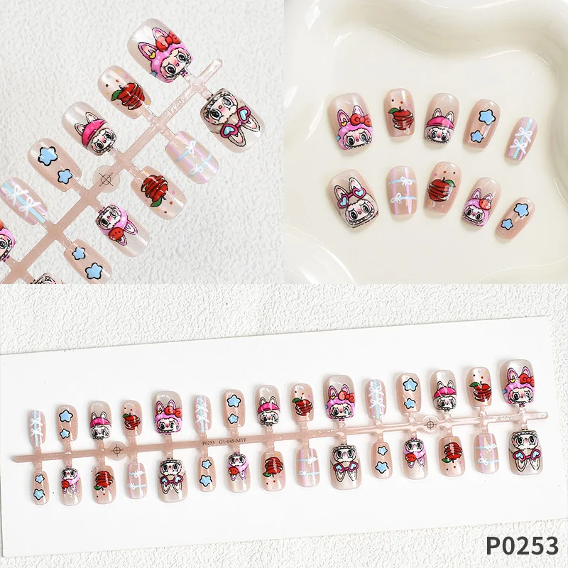 Verspielte Themen Press-On Nagelkunst Brehn