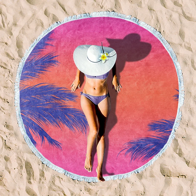 Rundes Strandtuch mit künstlerischem Lotus-Design Skanto