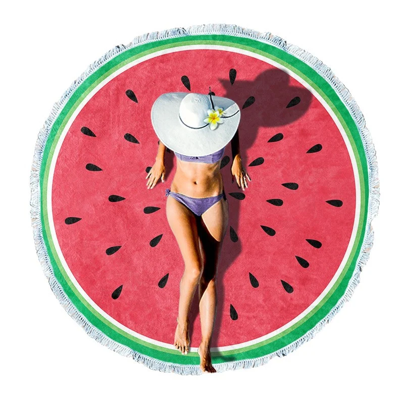 Rundes Strandtuch mit floralem Fransenmuster Skanto