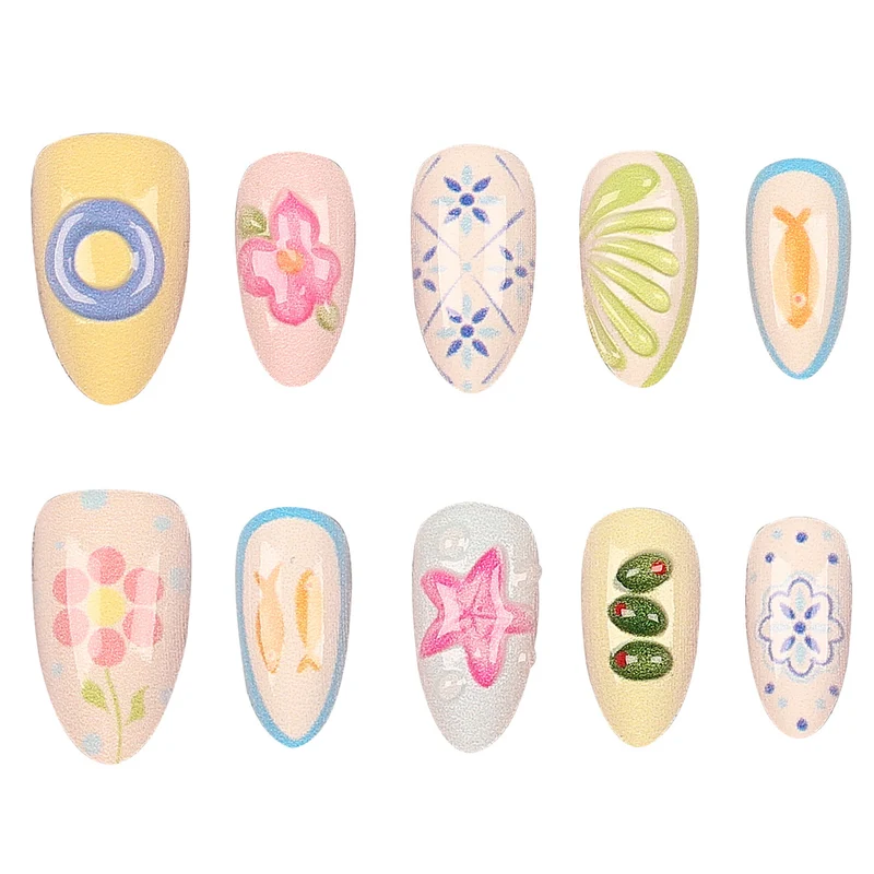Künstlerisches dekoratives Press-On Nagelset