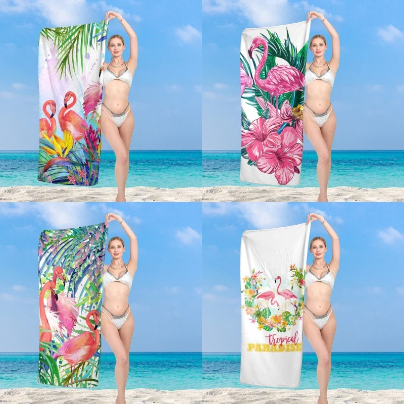 Premium Strandtuch mit lebhaftem Flamingo-Design Skanto