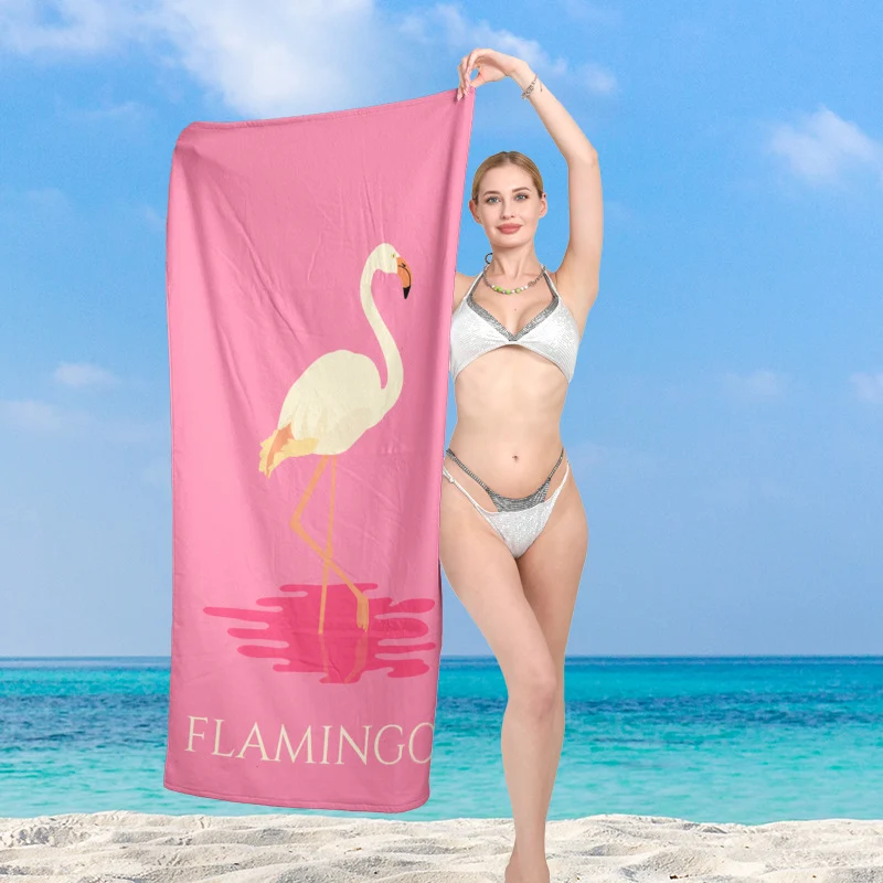 Premium Strandtuch mit lebhaftem Flamingo-Design Skanto