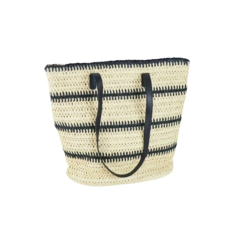 Handgemachte Strandtasche mit auffälligen Ledergriffen Skanto