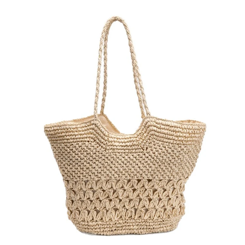 Geräumige handgewebte Strandtasche mit transparenten Details Skanto