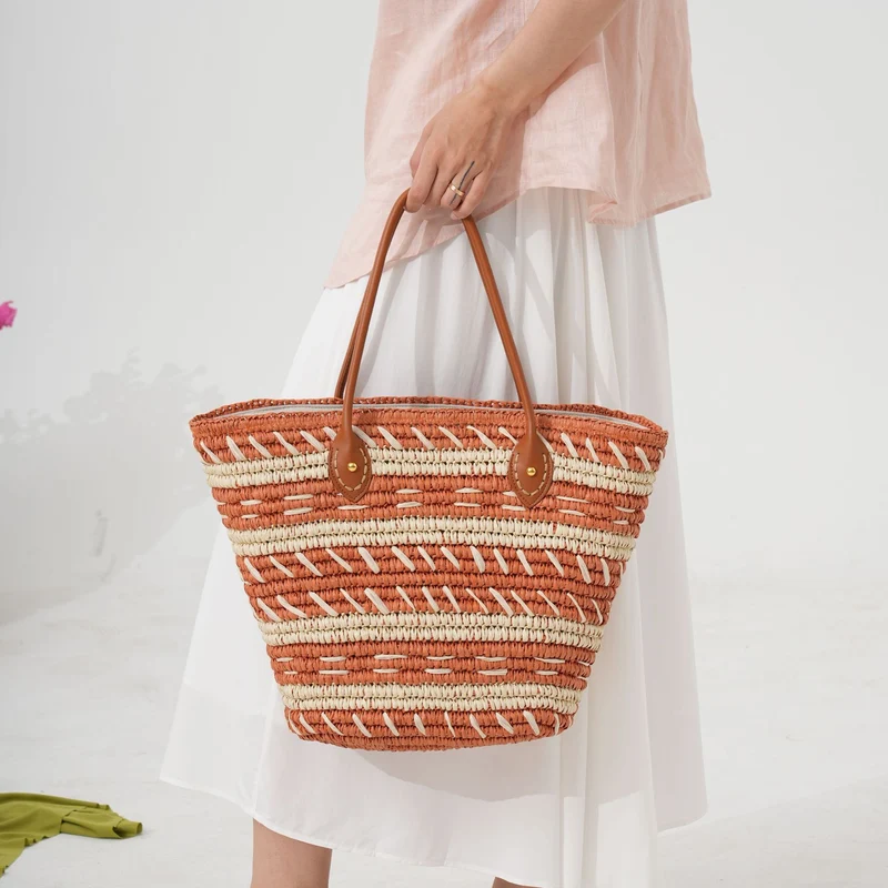Gepunktete Raffia-Einkaufstasche Skanto