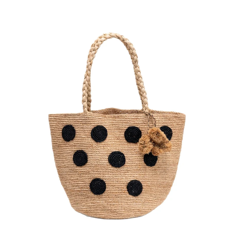 Geflochtene Strandtasche mit dekorativem 3D-Punktmuster Skanto