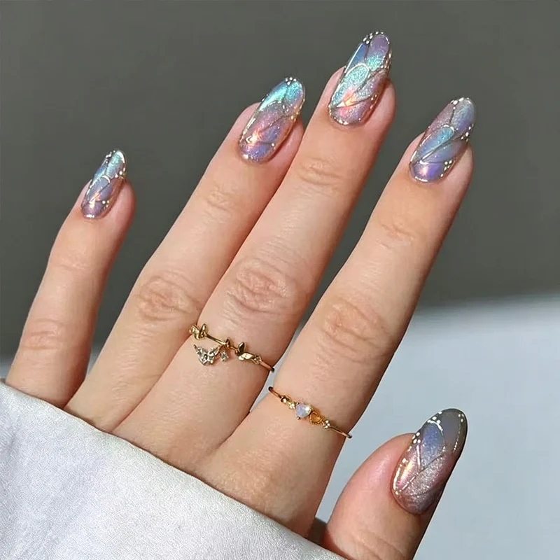 Künstlerische Glitzer-Gradient Druck-Nägel Brehn