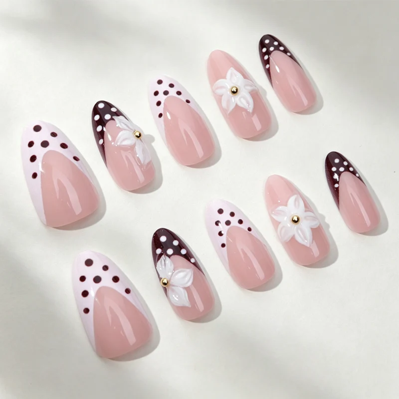 Künstlerische Florale Stiletto Presse-Nägel Brehn