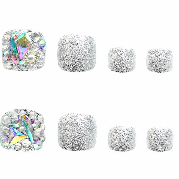 Funkelnde Strass Press-On Zehennägel Brehn