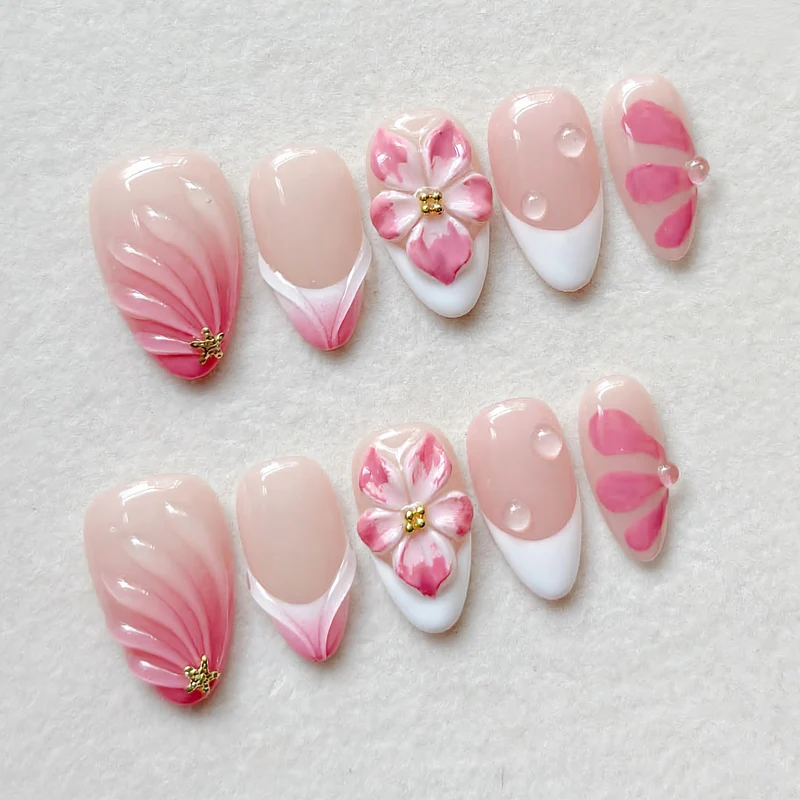 Floral Eleganz Press-On Nagelkunst Set Brehn