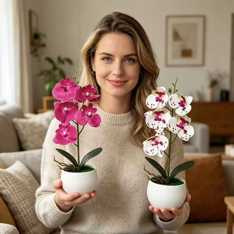 Realistische künstliche Orchideenpflanzenarrangement für die Innendekoration